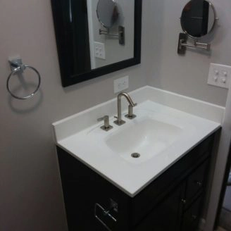 Dark chery cabinet Bath remodeling in Canton Baltimore