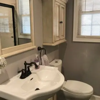 Small bath remodel grey colors
