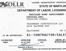 Licensed Contractor in Baltimore 
