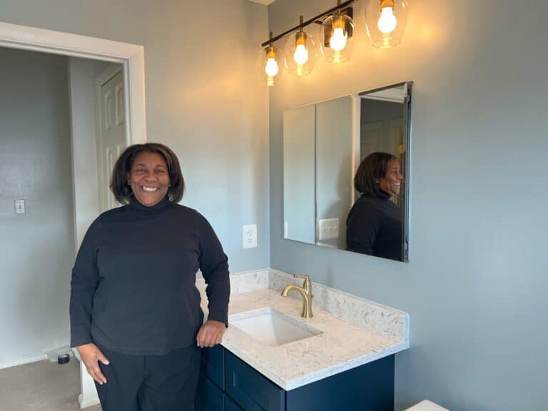 Bathroom renovation happy client