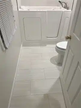 Porcelain bathroom floor renovation